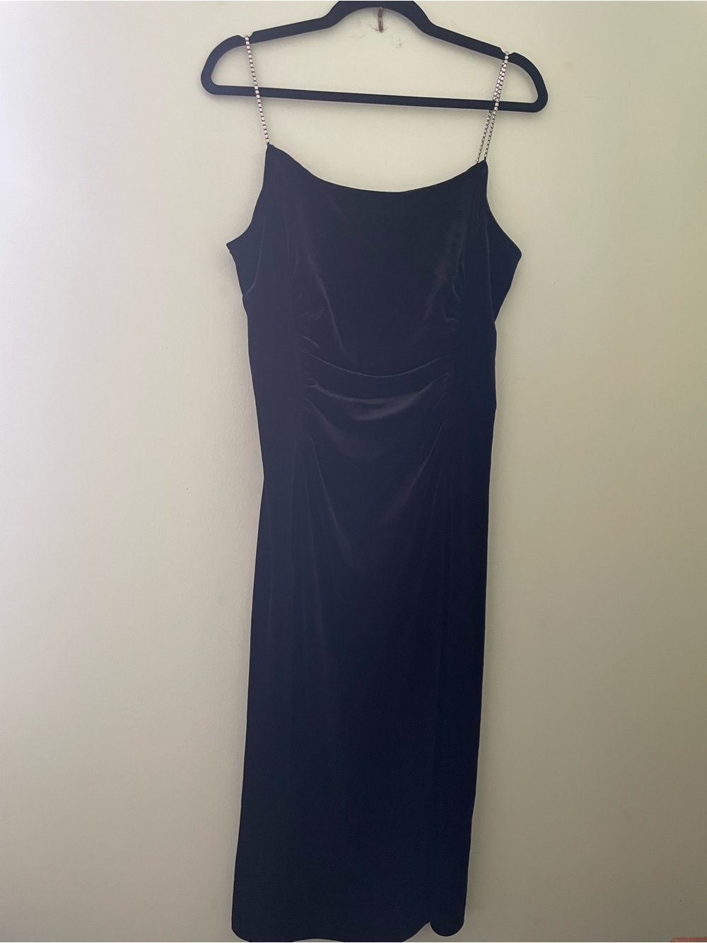 Joe Fresh Black Velvet Midi Slip Dress with Chain Straps